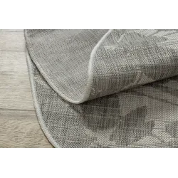 Teppich ORGANIC 2735 Sisal Blüten Creme / Grau - natürlich, modern unregelmäßige Form