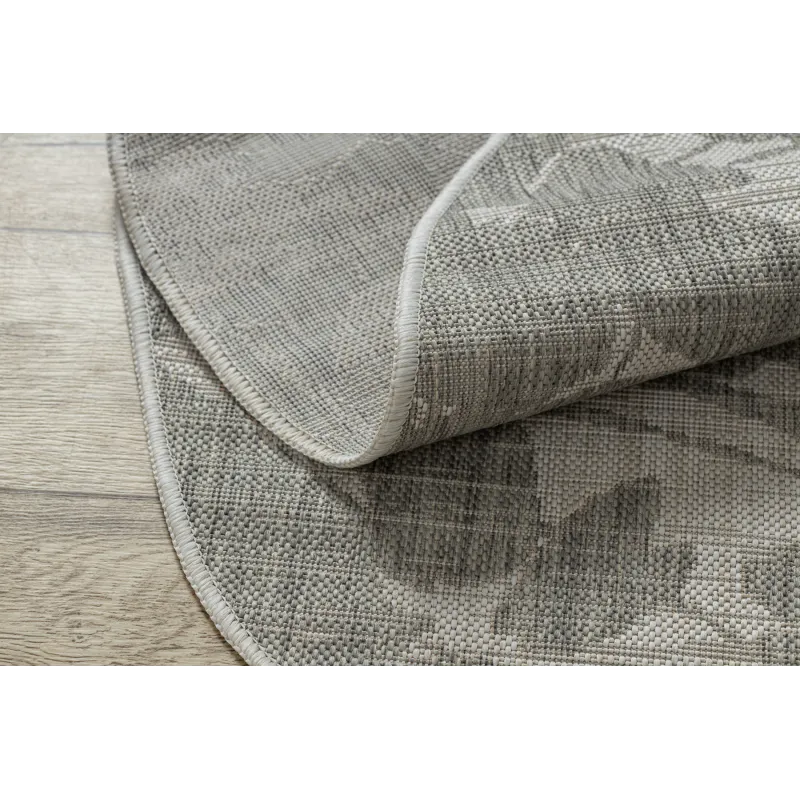 Teppich ORGANIC 2735 Sisal Blüten Creme / Grau - natürlich, modern unregelmäßige Form