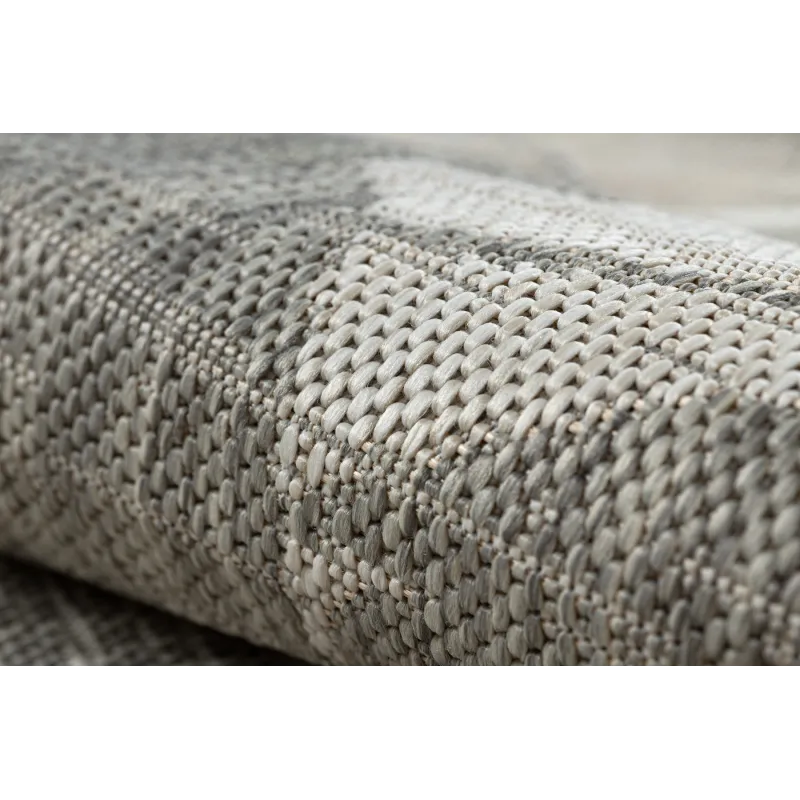 Teppich ORGANIC 2735 Sisal Blüten Creme / Grau - natürlich, modern unregelmäßige Form