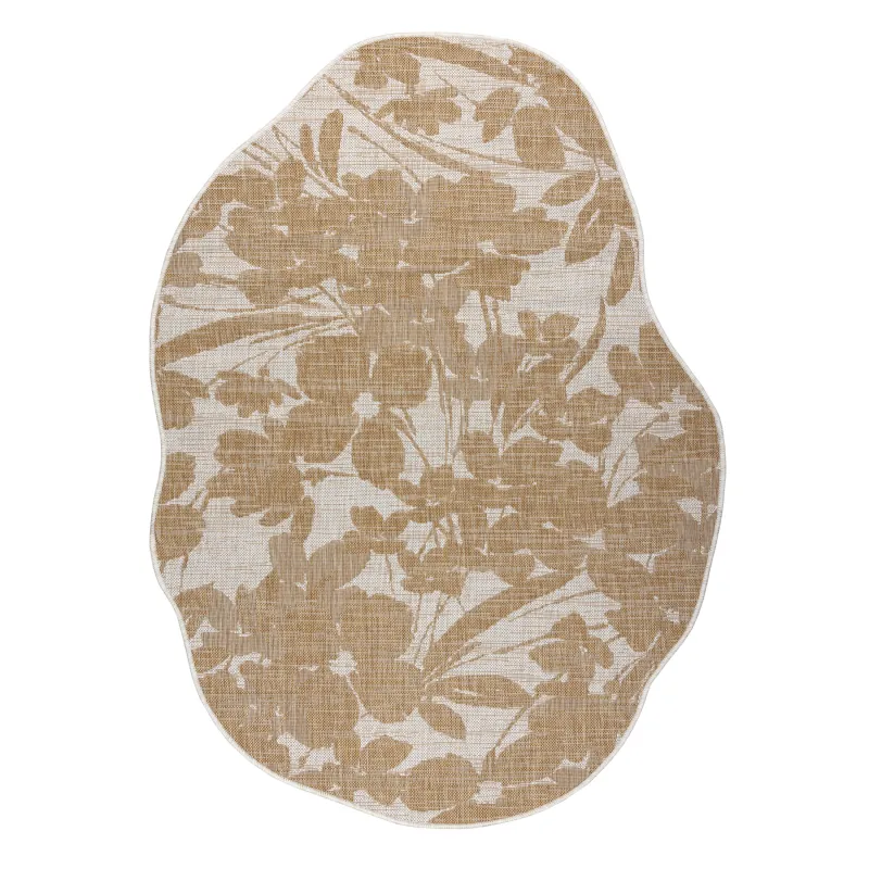 Teppich ORGANIC 2735 Sisal Blüten Creme / natürlich - modern unregelmäßige Form