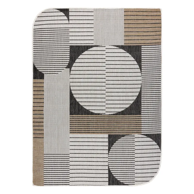 Teppich ORGANIC 2769 Sisal Geometrisch Creme / Schwarz - natürlich, modern unregelmäßige Form