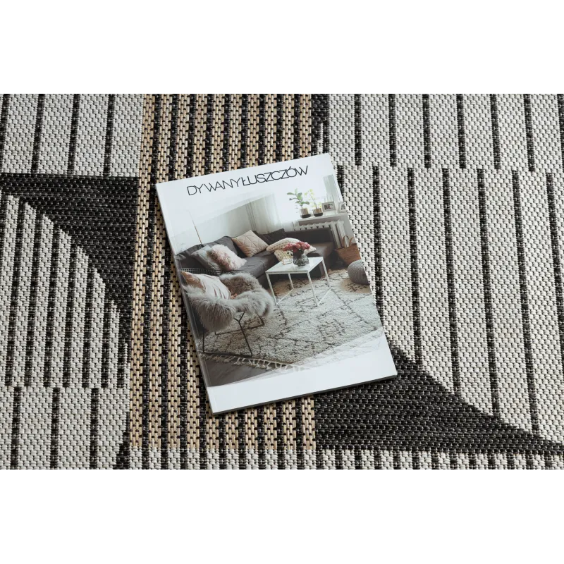 Teppich ORGANIC 2769 Sisal Geometrisch Creme / Schwarz - natürlich, modern unregelmäßige Form