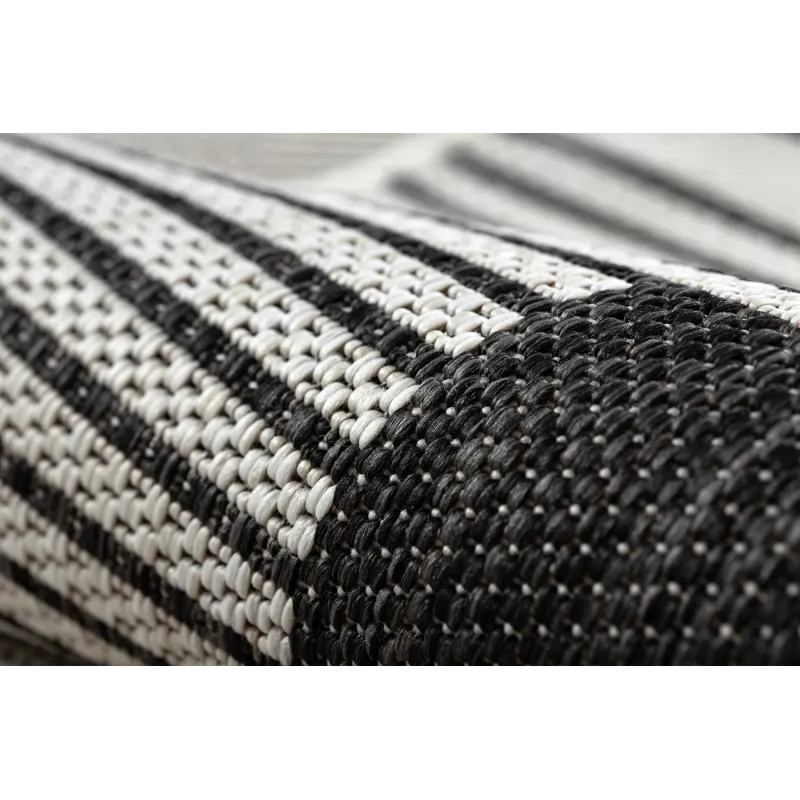 Teppich ORGANIC 2769 Sisal Geometrisch Creme / Schwarz - natürlich, modern unregelmäßige Form