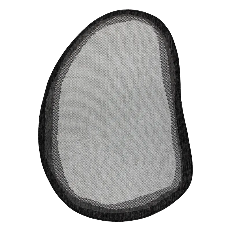 Teppich ORGANIC 2125 Sisal Stein Creme / Schwarz - natürlich, modern unregelmäßige Form