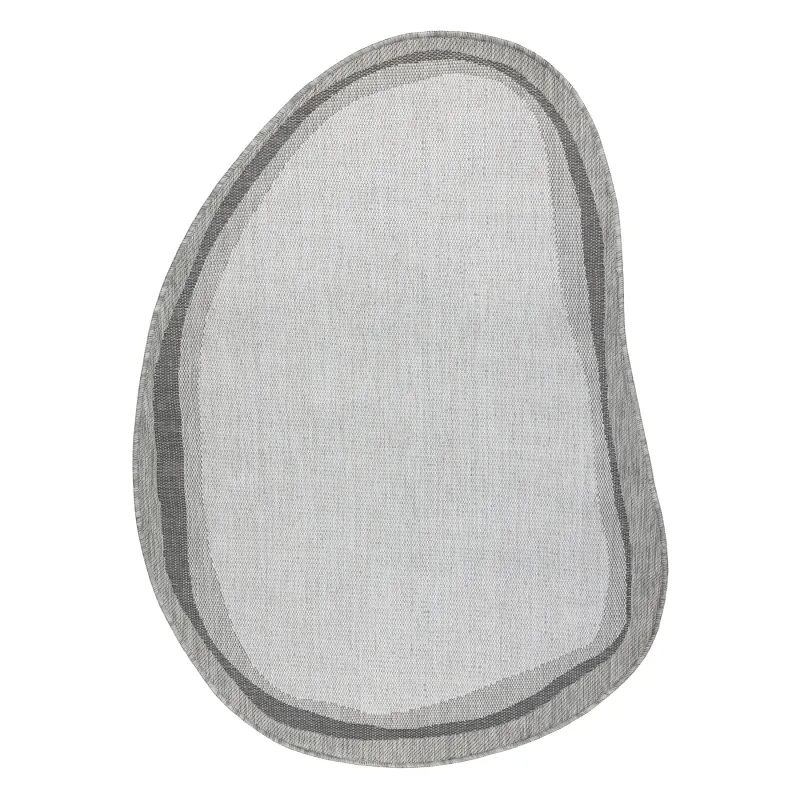 Teppich ORGANIC 2125 Sisal Stein Creme / Grau - natürlich, modern unregelmäßige Form