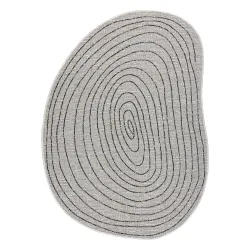 Teppich ORGANIC Sisal Baumstamm, Baumring Creme / Schwarz - natürlich, modern unregelmäßige Form