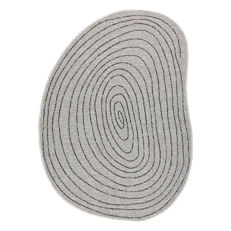 Teppich ORGANIC 2743 Sisal Baumstamm, Baumring Creme / Schwarz - natürlich, modern unregelmäßige Form