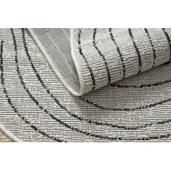 Teppich ORGANIC 2743 Sisal Baumstamm, Baumring Creme / Schwarz - natürlich, modern unregelmäßige Form