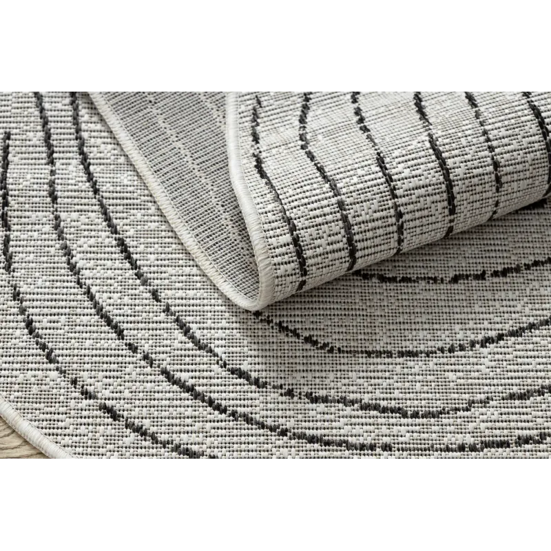 Teppich ORGANIC 2743 Sisal Baumstamm, Baumring Creme / Schwarz - natürlich, modern unregelmäßige Form