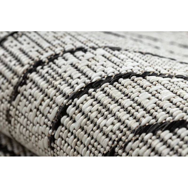 Teppich ORGANIC 2743 Sisal Baumstamm, Baumring Creme / Schwarz - natürlich, modern unregelmäßige Form