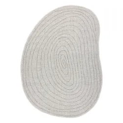 Teppich ORGANIC Sisal Baumstamm, Baumring Creme / Grau - natürlich, modern unregelmäßige Form