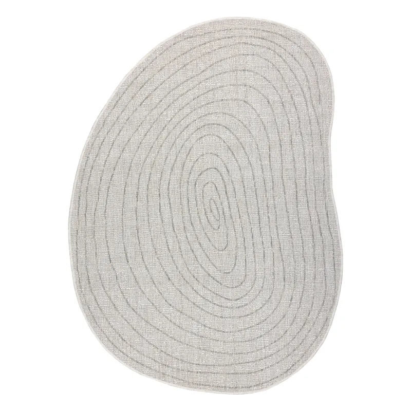 Teppich ORGANIC 2743 Sisal Baumstamm, Baumring Creme / Grau - natürlich, modern unregelmäßige Form
