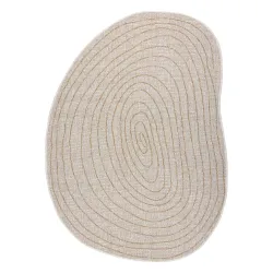 Teppich ORGANIC Sisal Baumstamm, Baumring Creme / Natur - modern unregelmäßige Form