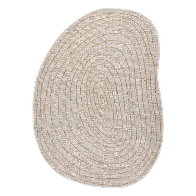 Teppich ORGANIC 2743 Sisal Baumstamm, Baumring Creme / Natur - modern unregelmäßige Form