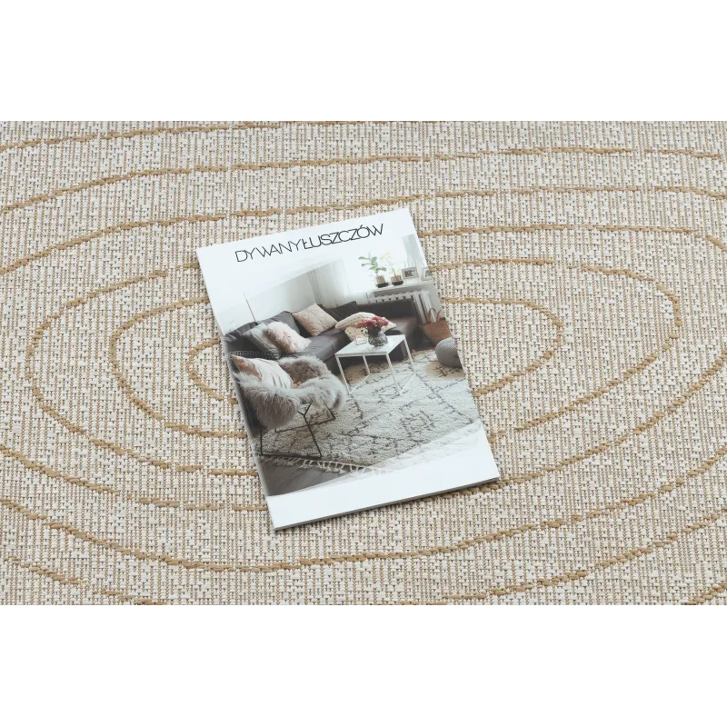 Teppich ORGANIC 2743 Sisal Baumstamm, Baumring Creme / Natur - modern unregelmäßige Form