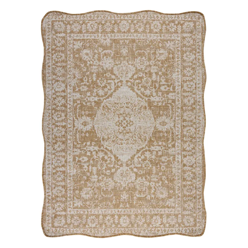 Teppich ORGANIC 2762 Sisal Ornament, Rahmen natürlich / creme - modernes unregelmäßiges Format