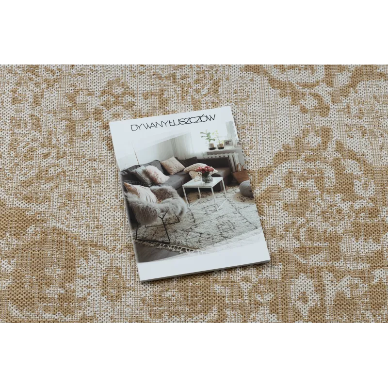 Teppich ORGANIC 2762 Sisal Ornament, Rahmen natürlich / creme - modernes unregelmäßiges Format