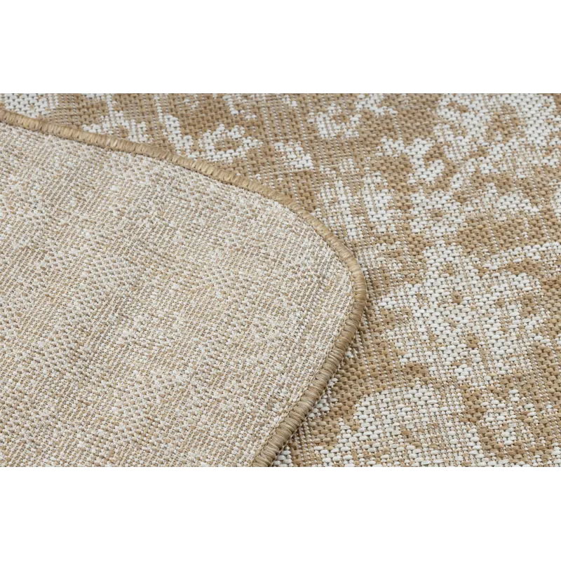Teppich ORGANIC 2762 Sisal Ornament, Rahmen natürlich / creme - modernes unregelmäßiges Format