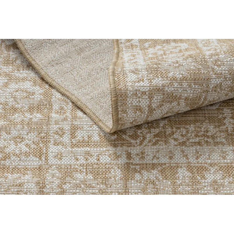 Teppich ORGANIC 2762 Sisal Ornament, Rahmen natürlich / creme - modernes unregelmäßiges Format