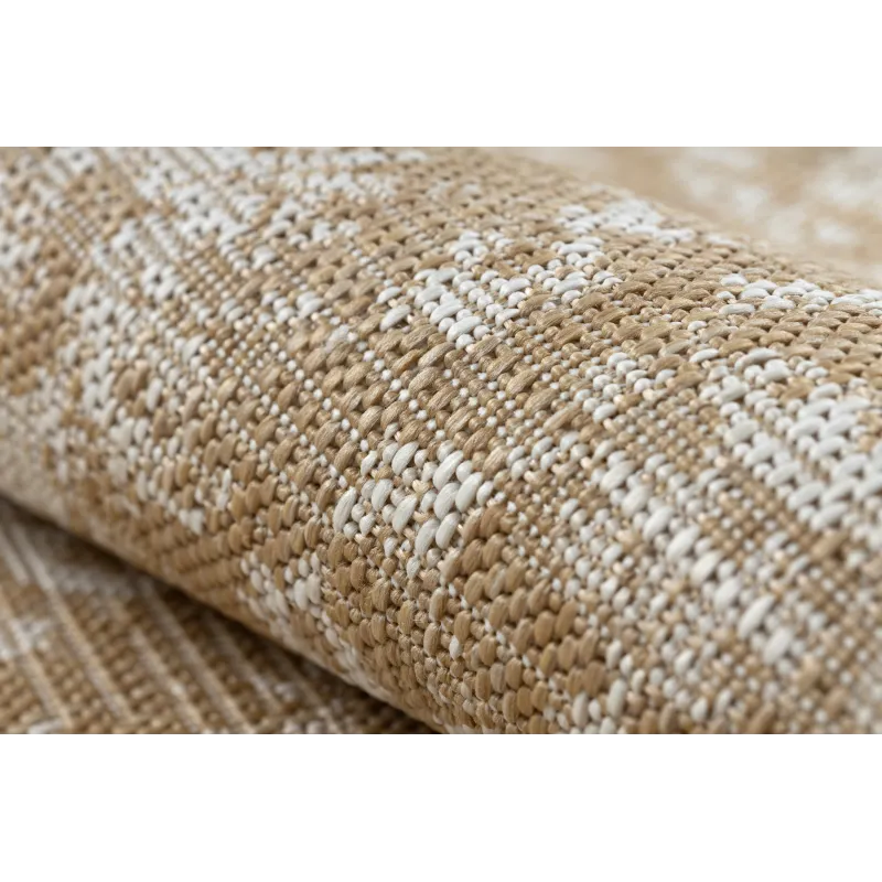 Teppich ORGANIC 2762 Sisal Ornament, Rahmen natürlich / creme - modernes unregelmäßiges Format