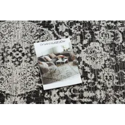Teppich ORGANIC 2762 Sisal Ornament, Rahmen schwarz / creme - modernes unregelmäßiges Format