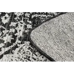 Teppich ORGANIC 2762 Sisal Ornament, Rahmen schwarz / creme - modernes unregelmäßiges Format