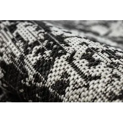 Teppich ORGANIC 2762 Sisal Ornament, Rahmen schwarz / creme - modernes unregelmäßiges Format
