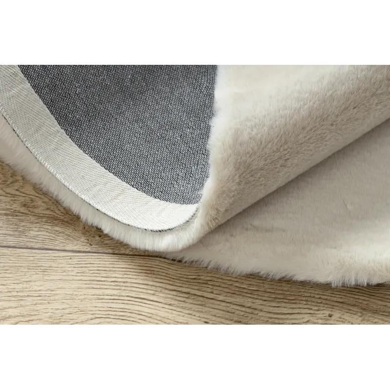 Teppich BUNNY Kreis Elfenbein KANINCHENFELLIMITAT