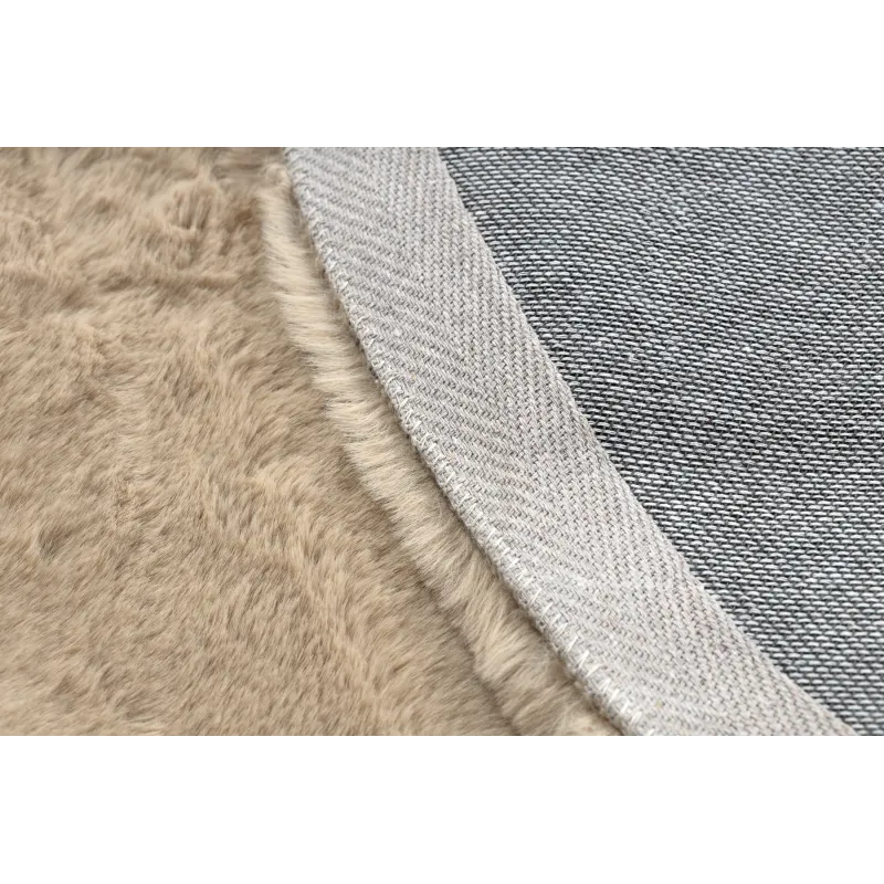 Teppich BUNNY Kreis Macchiato dunkles Beige KANINCHENFELL-IMITAT