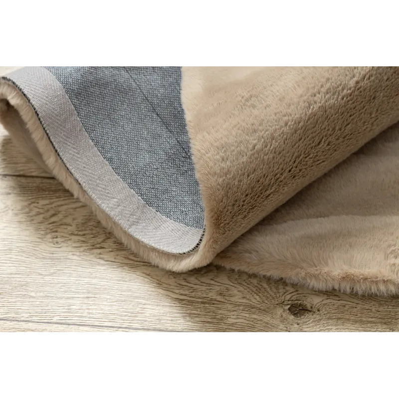 Teppich BUNNY Kreis Macchiato dunkles Beige KANINCHENFELL-IMITAT