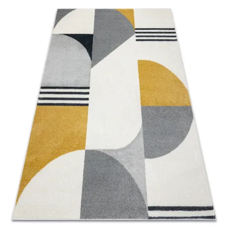 Teppich FUSION 1327 weiß / dunkelgrau / gold - Geometrisch, modern, abstrakt