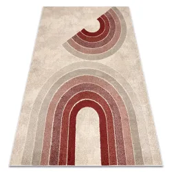 Teppich FUSION creme / bordeaux - Geometrisch, modern, abstrakt