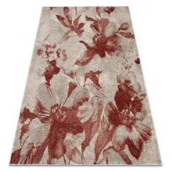 Teppich FUSION creme / bordeaux - Blüten, modern, abstrakt