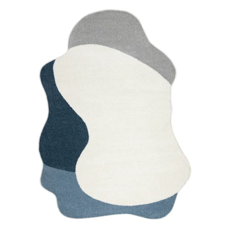 Teppich FUSION 5710 weiß / marineblau Form - Abstraktion, modern, abstrakt, unregelmäßig