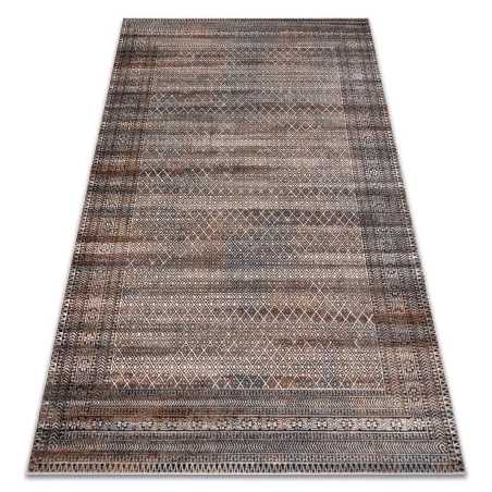 Wollenteppich NAIN Rahmen, Rauten 1277/51655 beige / grau / braun