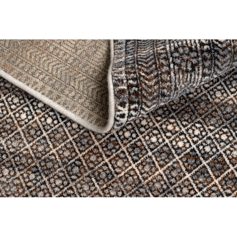 Wollenteppich NAIN Rahmen, Rauten 1277/51655 beige / grau / braun
