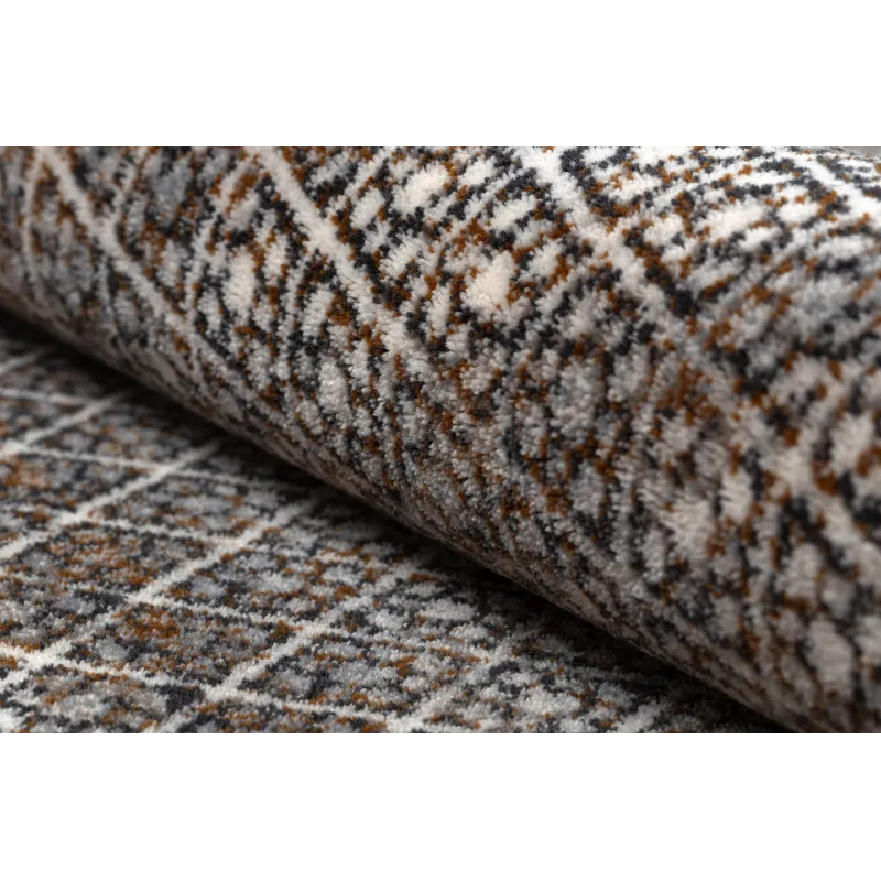 Wollenteppich NAIN Rahmen, Rauten 1277/51655 beige / grau / braun