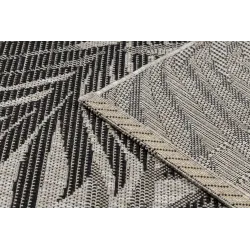 Sisal-Teppich FLOORLUX 20504 BLÄTTER Silber / Schwarz DSCHUNGEL - 2. WAHL