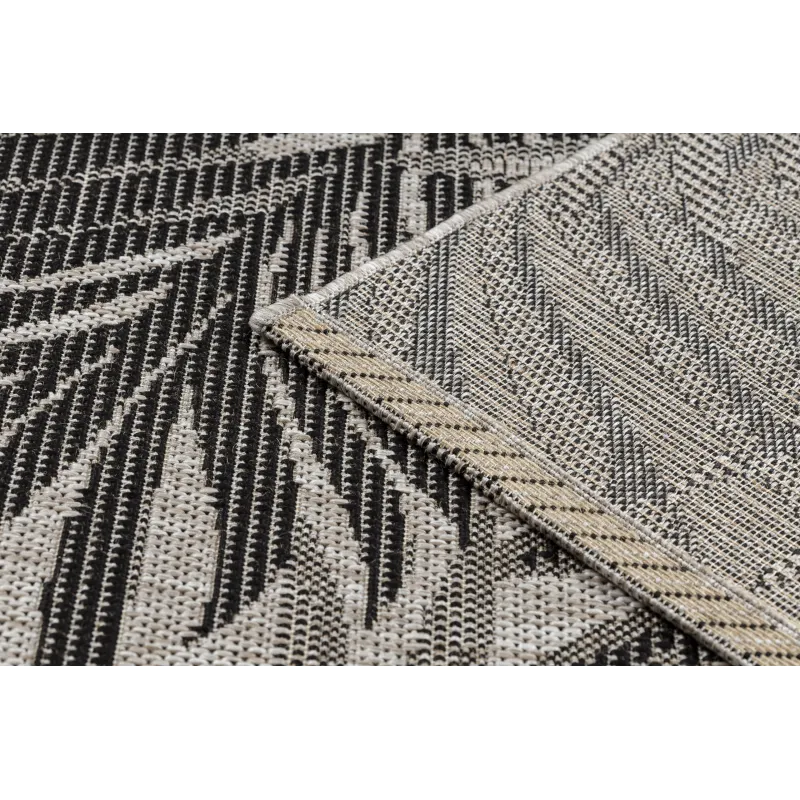 Sisal-Teppich FLOORLUX 20504 BLÄTTER Silber / Schwarz DSCHUNGEL - 2. WAHL