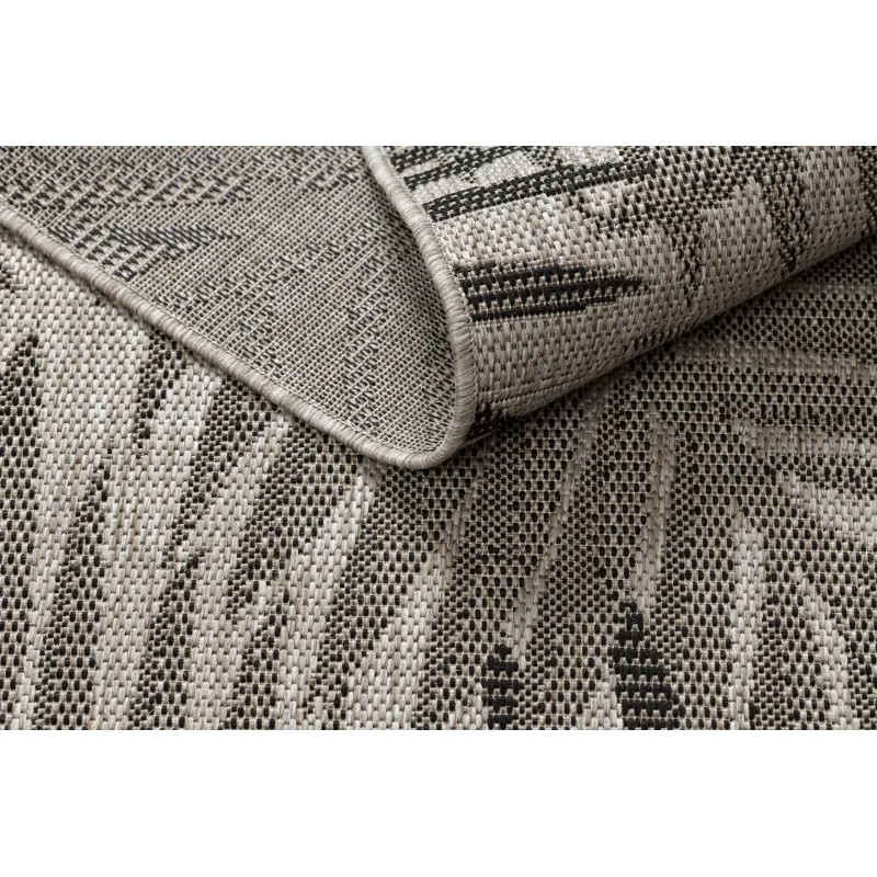 Sisal-Teppich FLOORLUX 20504 BLÄTTER Silber / Schwarz DSCHUNGEL - 2. WAHL