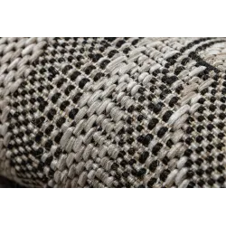 Sisal-Teppich FLOORLUX 20504 BLÄTTER Silber / Schwarz DSCHUNGEL - 2. WAHL