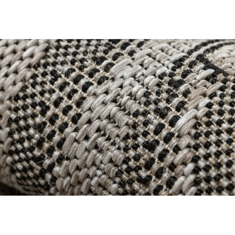 Sisal-Teppich FLOORLUX 20504 BLÄTTER Silber / Schwarz DSCHUNGEL - 2. WAHL