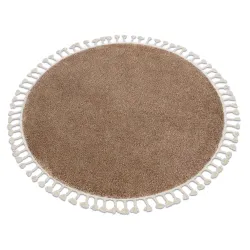 Teppich BERBER Kreis beige Fransen Berberteppich marokkanisch Shaggy