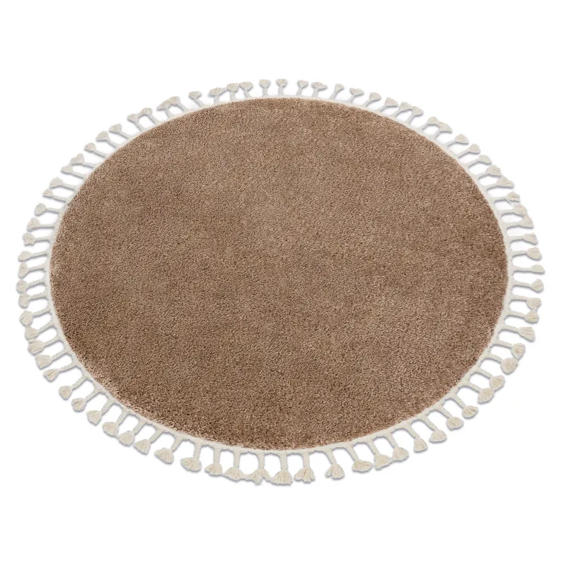 Teppich BERBER 9000 Kreis beige Fransen Berberteppich marokkanisch Shaggy
