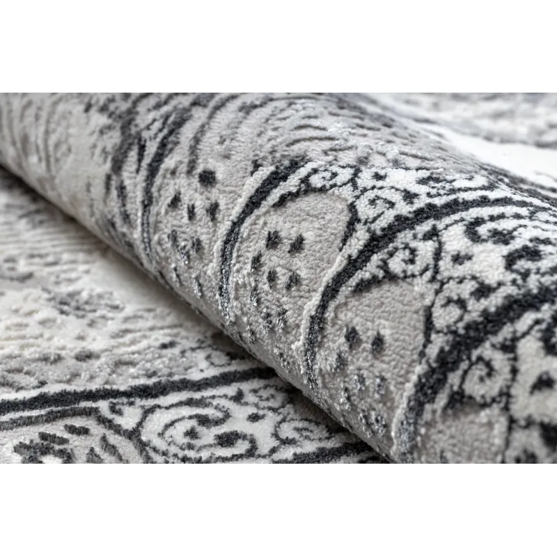 Teppich ALLURE 5715 Abstraktion - Strukturell, stilvoll, glamourös hellgrau / weiß