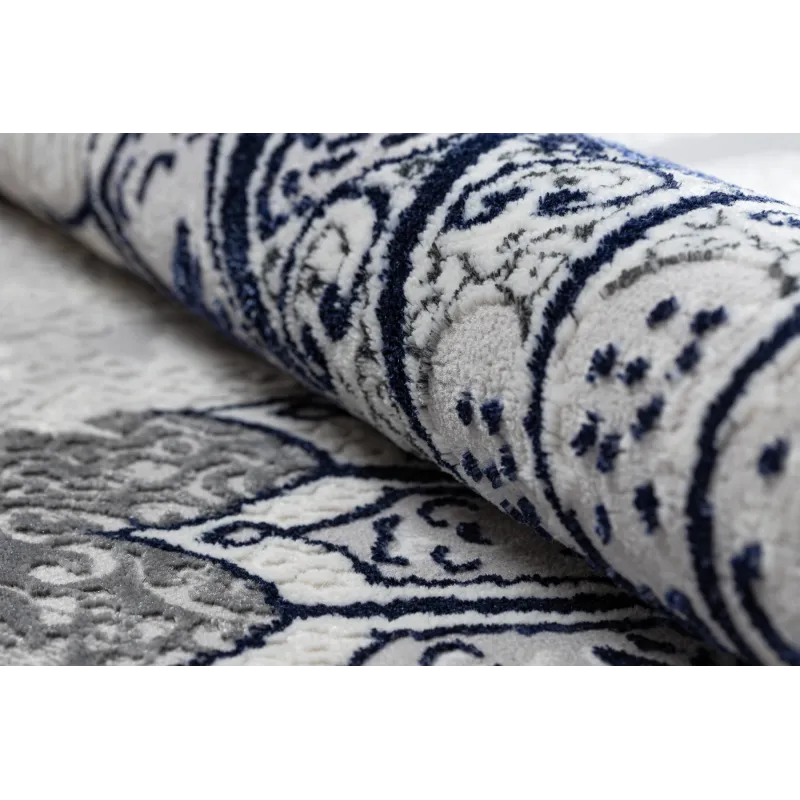 Teppich ALLURE 5715 Abstraktion - Strukturell, stilvoll, Glamour hellgrau / marineblau