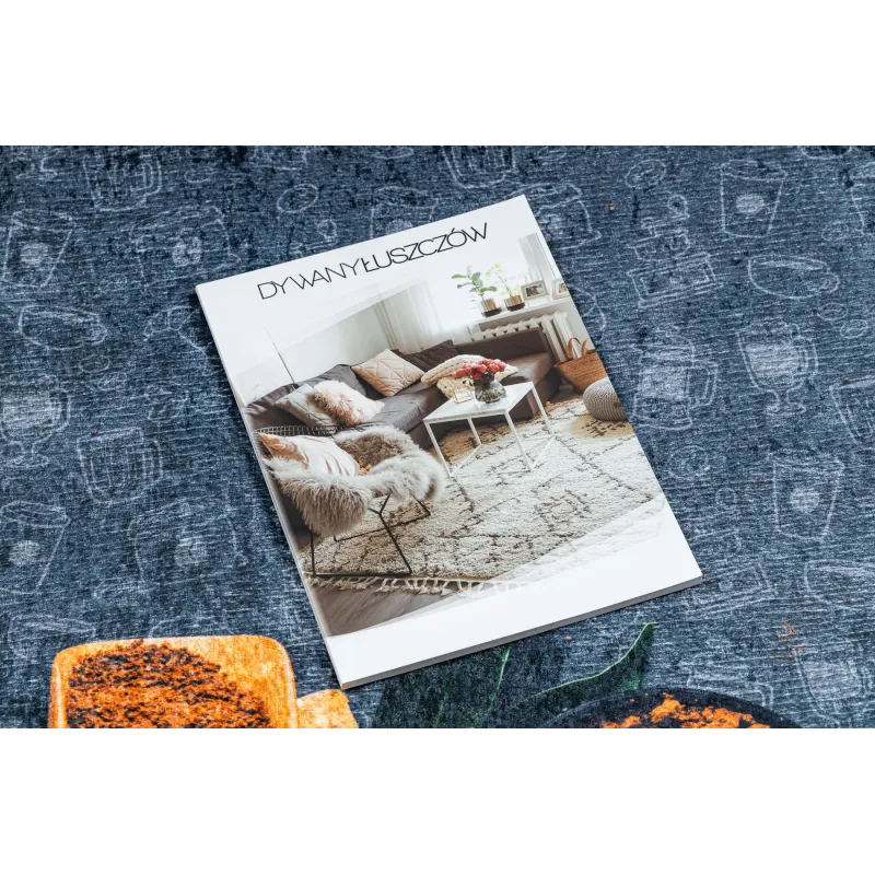 Waschbarer Teppich ANDRE 2811 Löffel, für die Küche, rutschfest - grau / beige