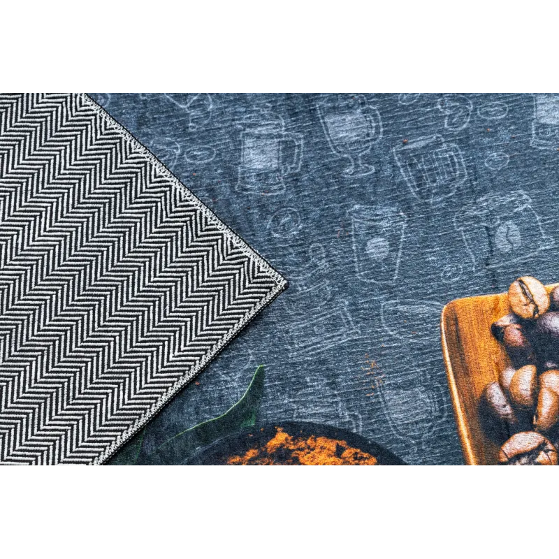 Waschbarer Teppich ANDRE 2811 Löffel, für die Küche, rutschfest - grau / beige