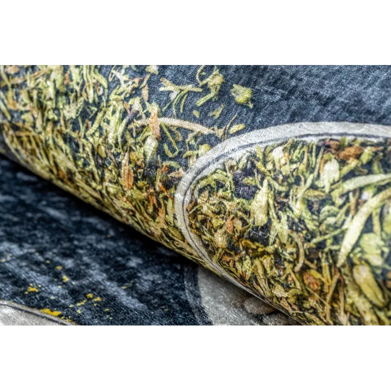 Waschbarer Teppich ANDRE 42760 Löffel, Gewürze für die Küche, rutschfest - grau / grün