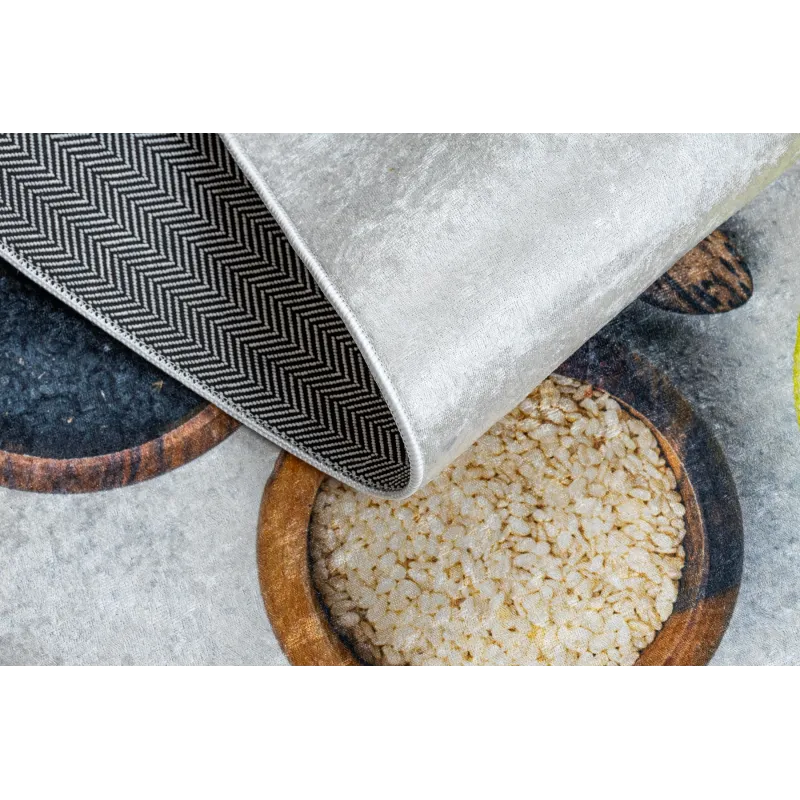 Waschbarer Teppich ANDRE 3343 Gewürze, für die Küche, rutschfest - silber / beige
